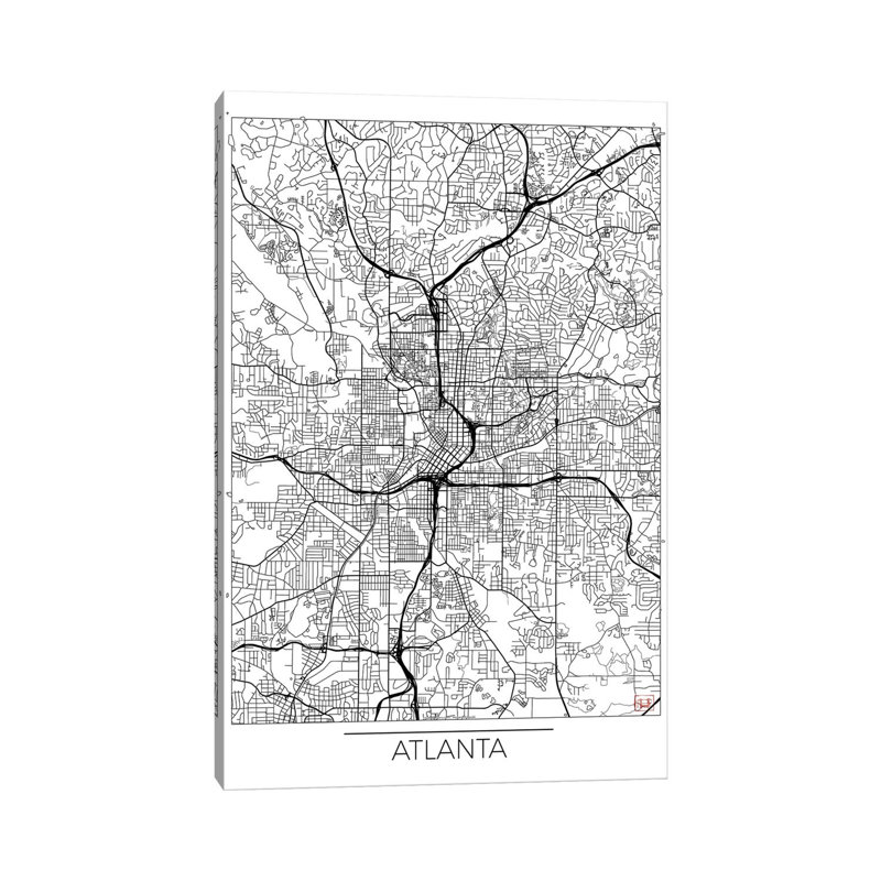 Atlanta Minimal Urban Blueprint Map by Hubert Roguski - Wrapped Canvas Print, 20.32 cm H x 30.48 cm W