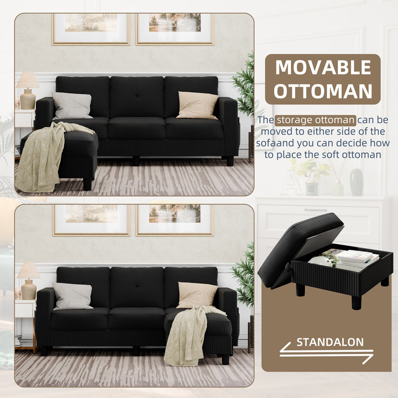 Serio upholstered sofa, Noir
