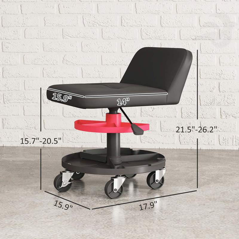 Rolling Creeper Garage Stool With 360° Wheels,Capacity Mechanic Stool, Tool Tray, Adjustable Height