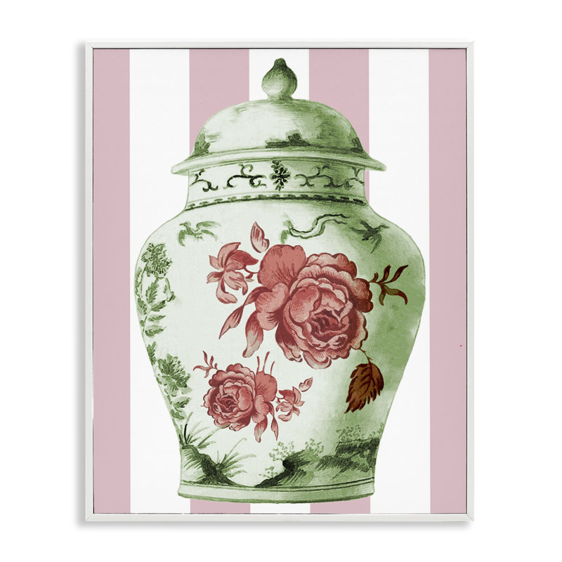 Vase orné classique sur rayures, estampe numérique, design par Lil 'Rue, H 30 po x l 24 po