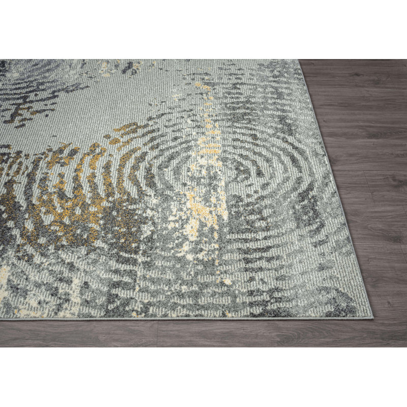 Tapis gris / jaune Roselare, Rectangle 7 pi 9 po x 10 pi 2 po