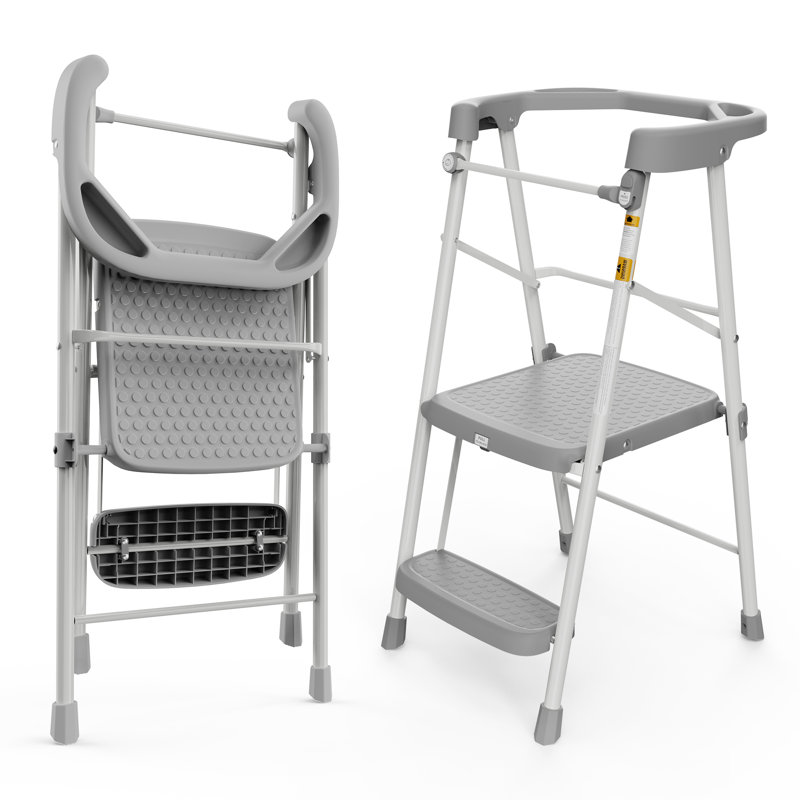 Tabouret pour enfants 2 marches, tour pour tout-petit pour apprendre au comptoir de la cuisine, aide-tabouret pour tout-petit avec rampe de sécurité anti-chute pour enfants