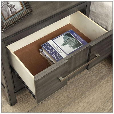Table de chevet transitionnelle 1 pièce, tiroir à queue d'aronde et rangement pour les chambres à coucher modernes