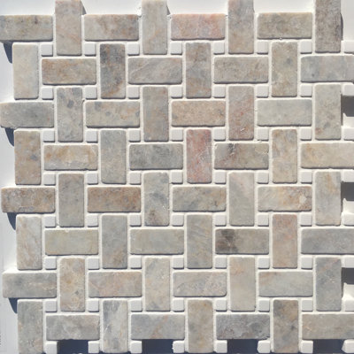Valencia Marble Basketweave Mosaic Tile 1"x2"