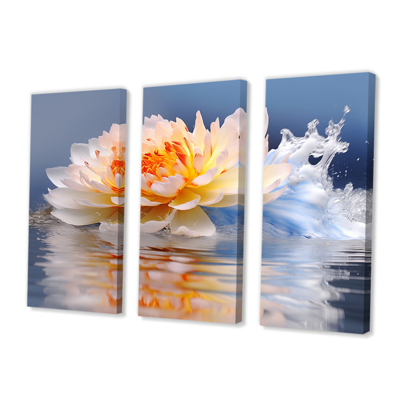 Rusnak - Ensemble de décoration murale Lotus, Toile tendue, H 32 po x l 48 po x P 1 po