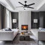 Ventilateur de plafond moderne à 5 pales de 52 pouces pour l'intérieur avec lumières et télécommande
