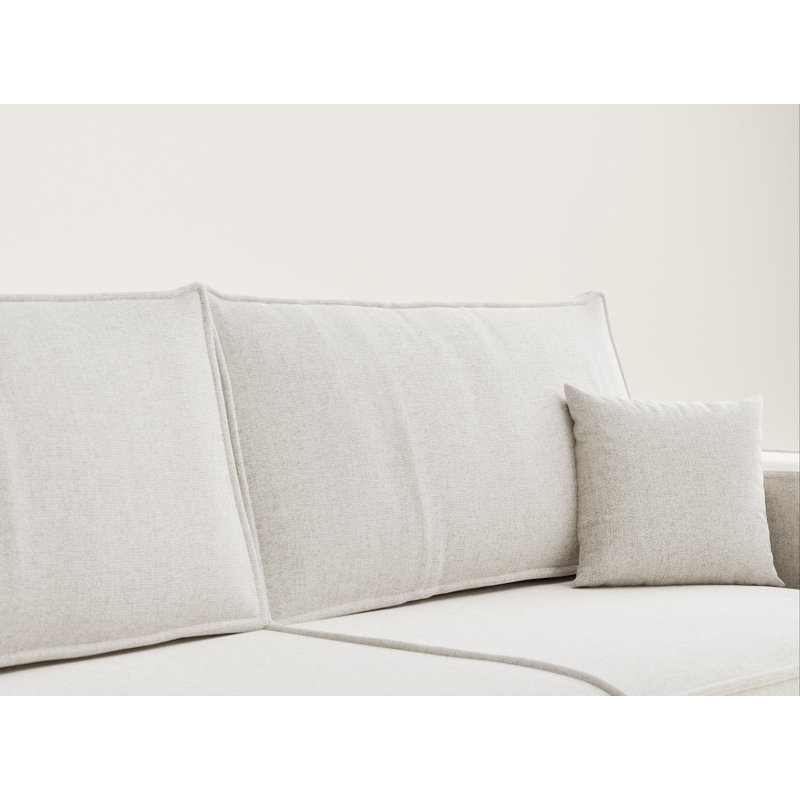 3 Seater Reclining Sofa, Cream Polyester
