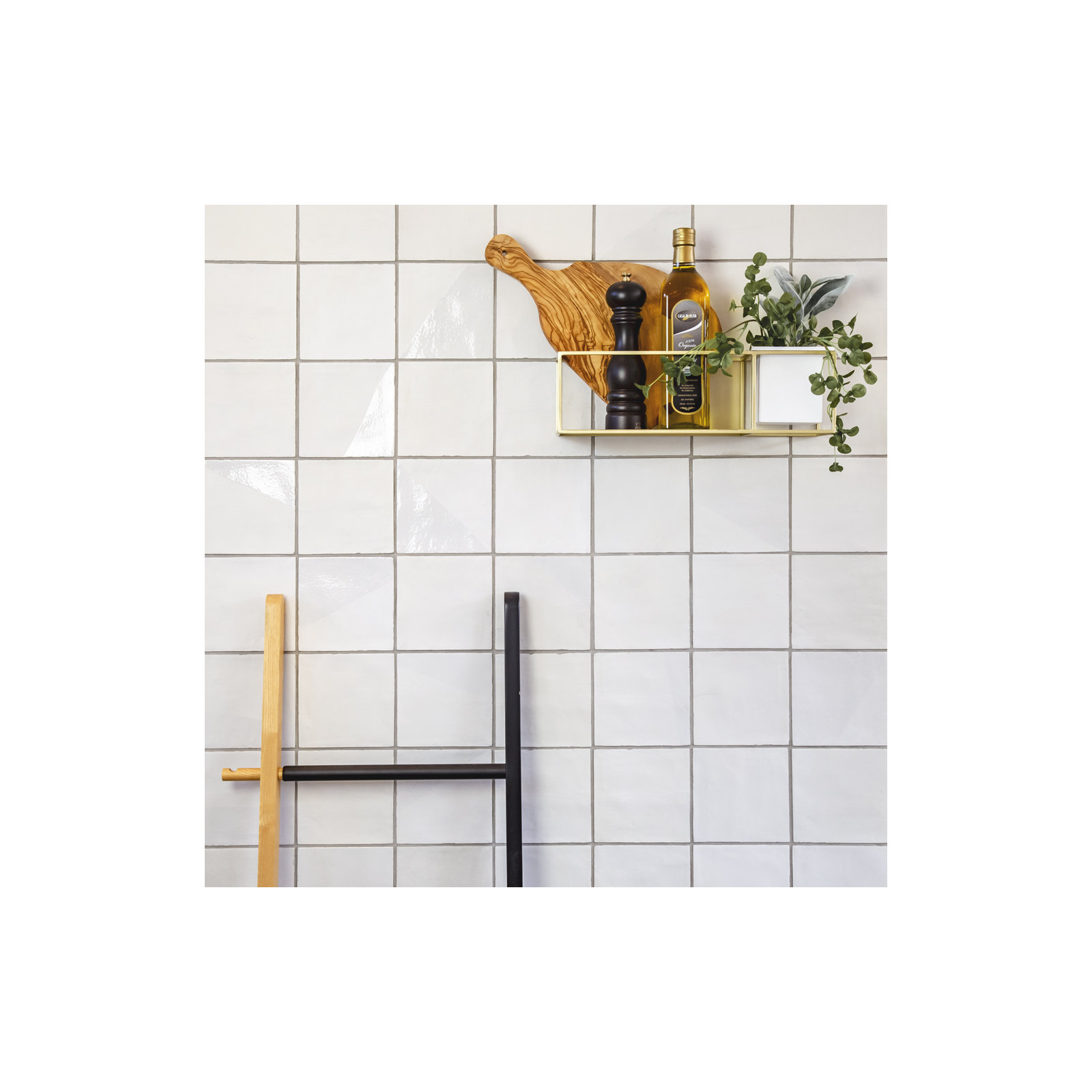 Subway Tile 5.5" x 5.5" Straight Edge Porcelain Singular Wall & Floor Tile, White Drip