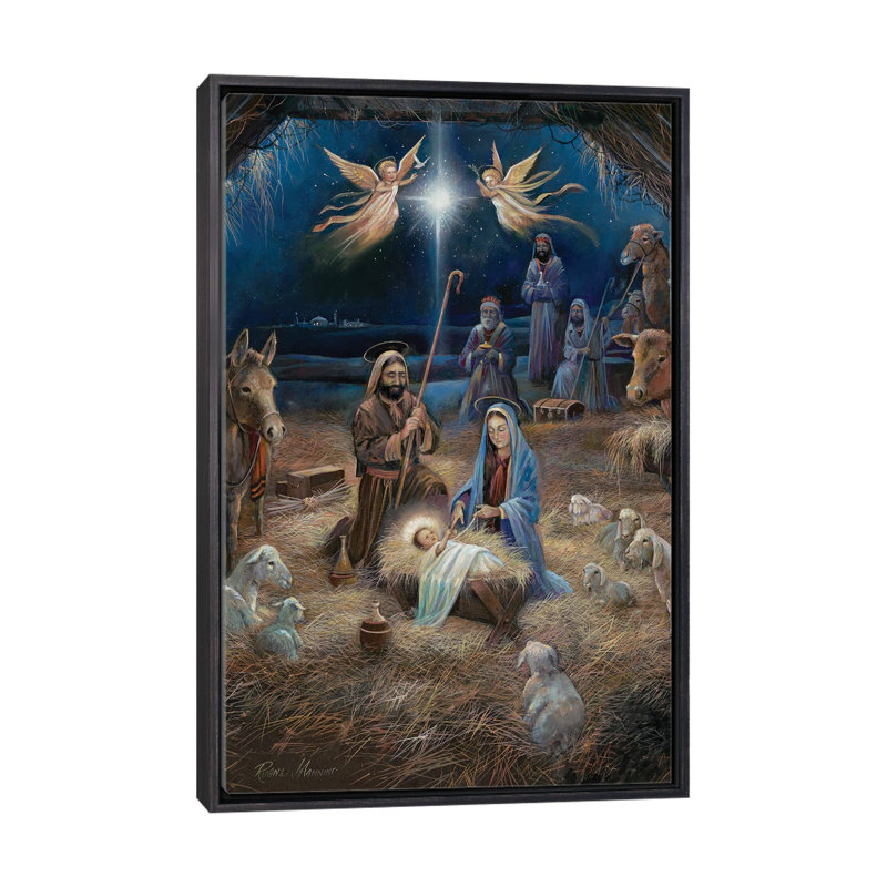 «Silent Night», reproduction d'art sur toile encadrée, H 26 po x l 18 po, Impression encadrée sans passe-partout, Noir patiné