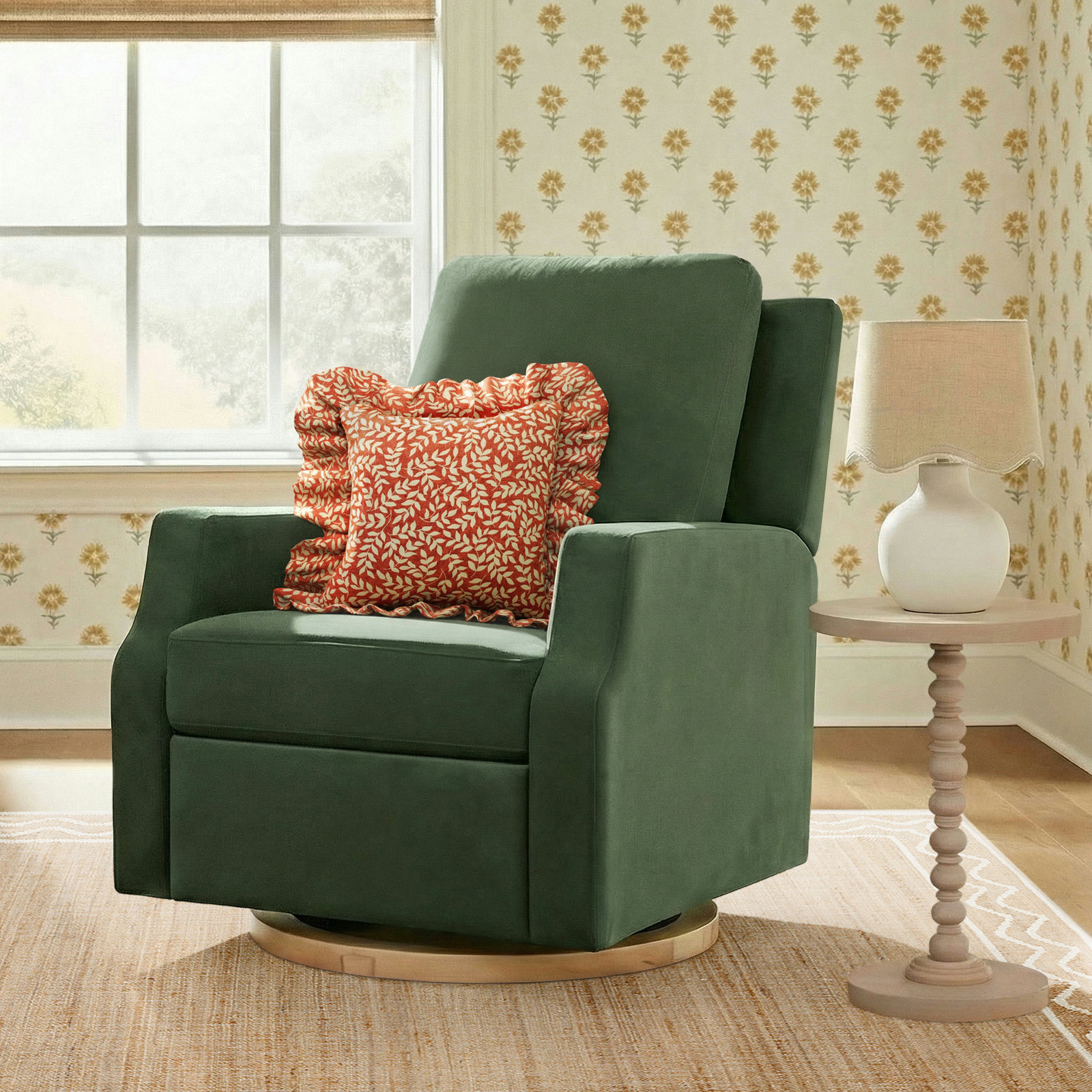 Crewe Swivel Glider, Forest Green Velvet