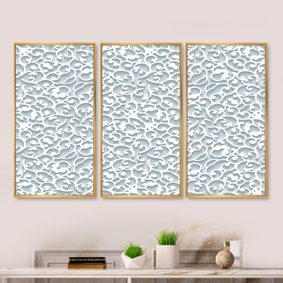 Dentelle gris clair - reproduction sur toile flottante 3 pièces