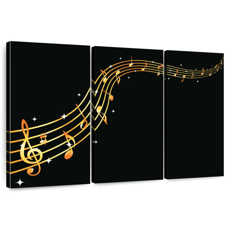 Abarca Flowing Golden Music Notes, 48" H x 74" W