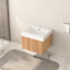 Meuble-lavabo de 24 po en bois, fixation murale pour petites salles de bain, design minimaliste, lavabo, contreplaqué, rebords biseautés comme poignées, couleur à assemblage rapide avec espaces, esthétique moderne, espace, installation facile et facile