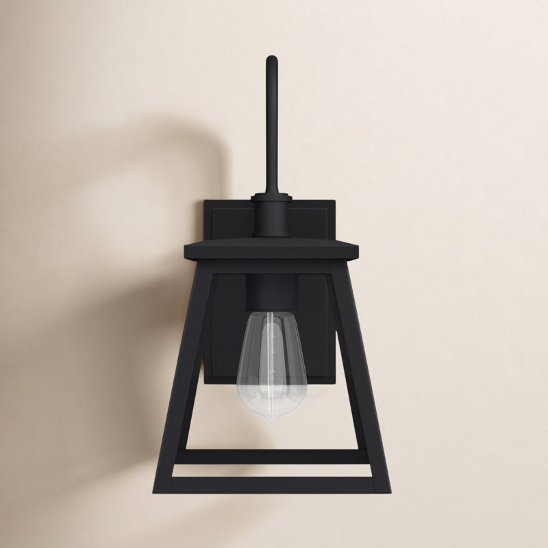 Lanterne murale d'extérieur en verre Wrentham, H 18,25 po x L 9,25 po x P 12,25 po, Noir