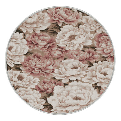Tapis botanique beige lavable à la machine
