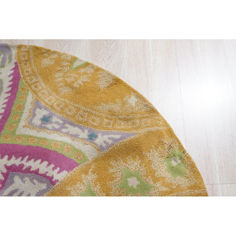 Opulent Nina Black Hand Tufted Wool Area Rug, Round 6'