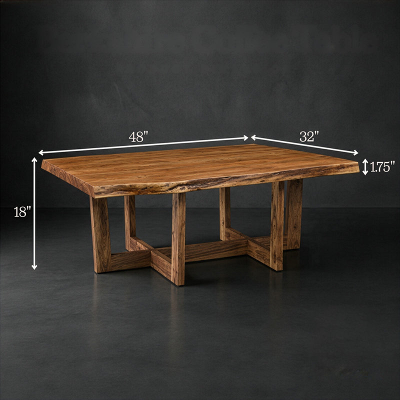 Berkshire Live Edge Acacia Wood Coffee Table, 18" H x 48" L x 32" W