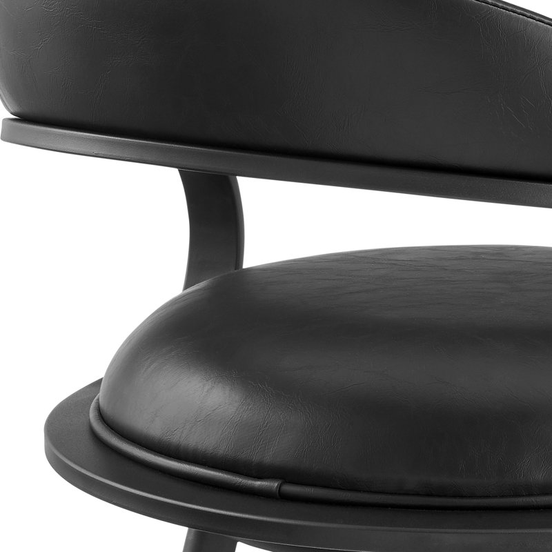 Aigerim Swivel Counter or Bar Stool with Iron Frame and Faux Leather, Bar Stool (30" Seat Height), Black