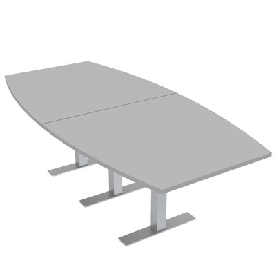 Boat Shaped Conference Table with Metal T Base