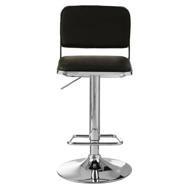 Sallisaw Swivel Upholstered Adjustable Height Counter Stool with Metal Frame, Black