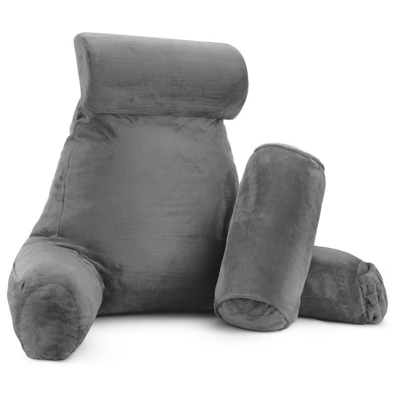 Coussin de lecture Nestl, H 22 po x l 36 po x P 13 po, Gris anthracite gris pierre