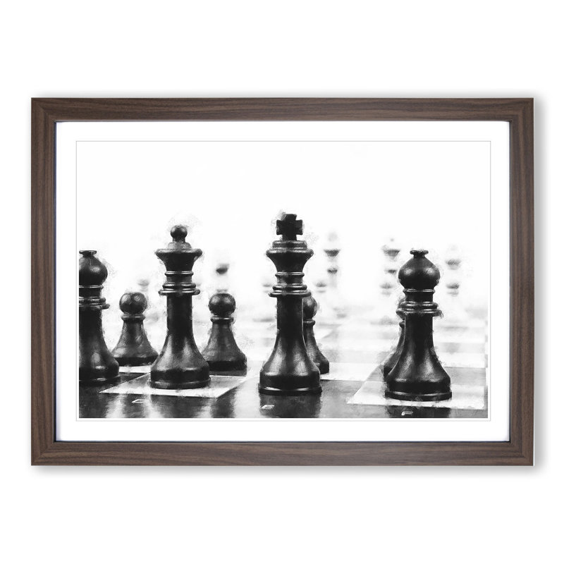 Chess Pieces Vol.2 - Picture Frame Photograph, Walnut Framed, 27cm H x 36cm W x 2cm D