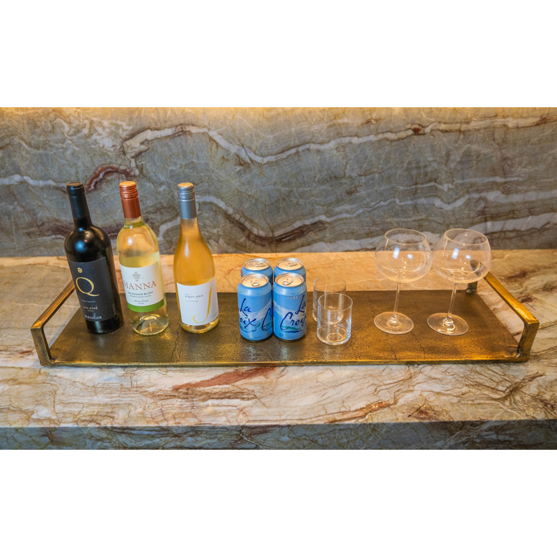 Half Moon Bay Handcrafted Rectangular Brass Medium Serving Tray, 24" H x 10" W x 5" D