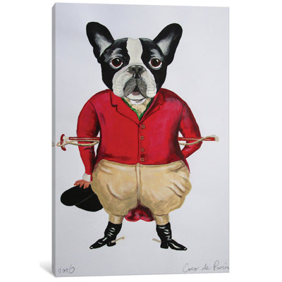 « rétro bouledogue cheval driver », reproduction d’art sur toile