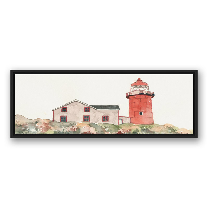 Phare côtier sur toile, H 13,75 po x l 37,75 po x P 1,75 po, Cadre flottant noir