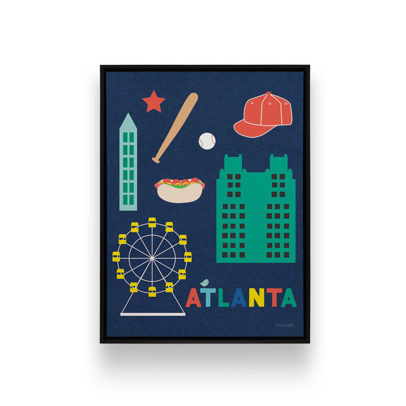 «City Fun Atlanta» par Ann Kelle, reproduction d'art, H 16 po x l 12 po, Impression encadrée sans passe-partout, Noir