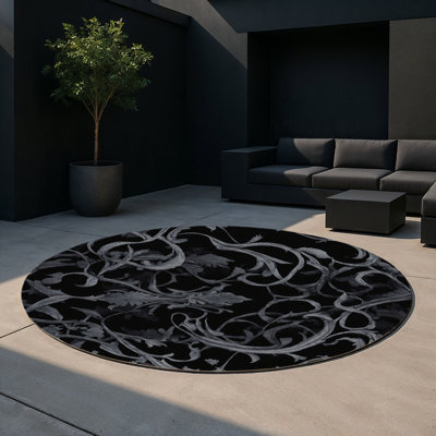 Tapis intérieur et extérieur noir Moonlit