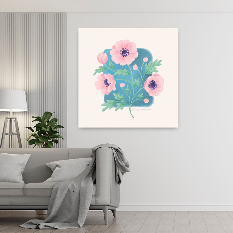 «Spring Blooms I Abstract Contemporary Flower Landscape», reproduction d'art mural, H 48 po x l 48 po