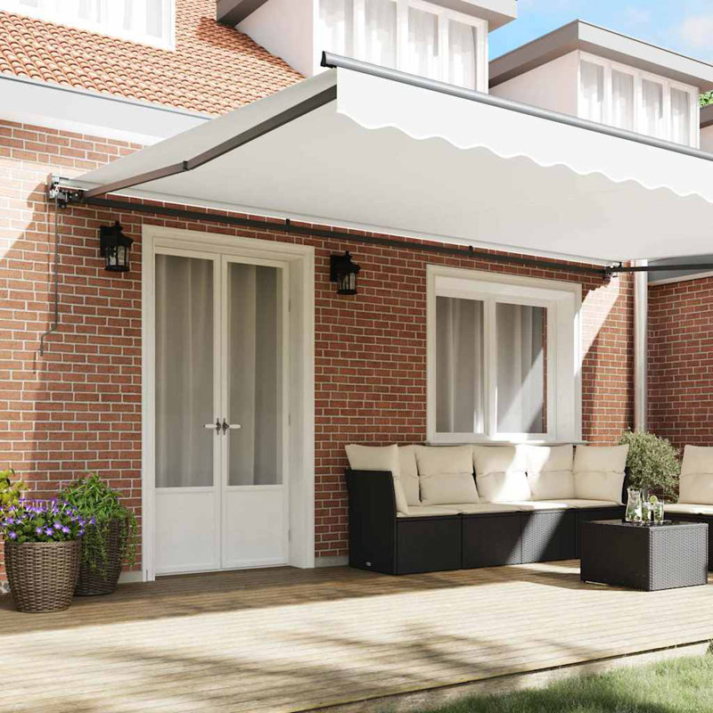 Brayden Studio Retractable Door / Window Awning, 500 cm W x 300 cm D, White/Anthracite