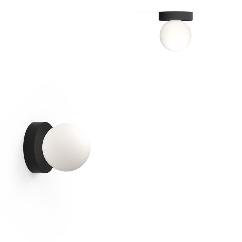 Applique murale en verre Bola, Noir mat, H 6,6 po x l 5 po x P 5 po