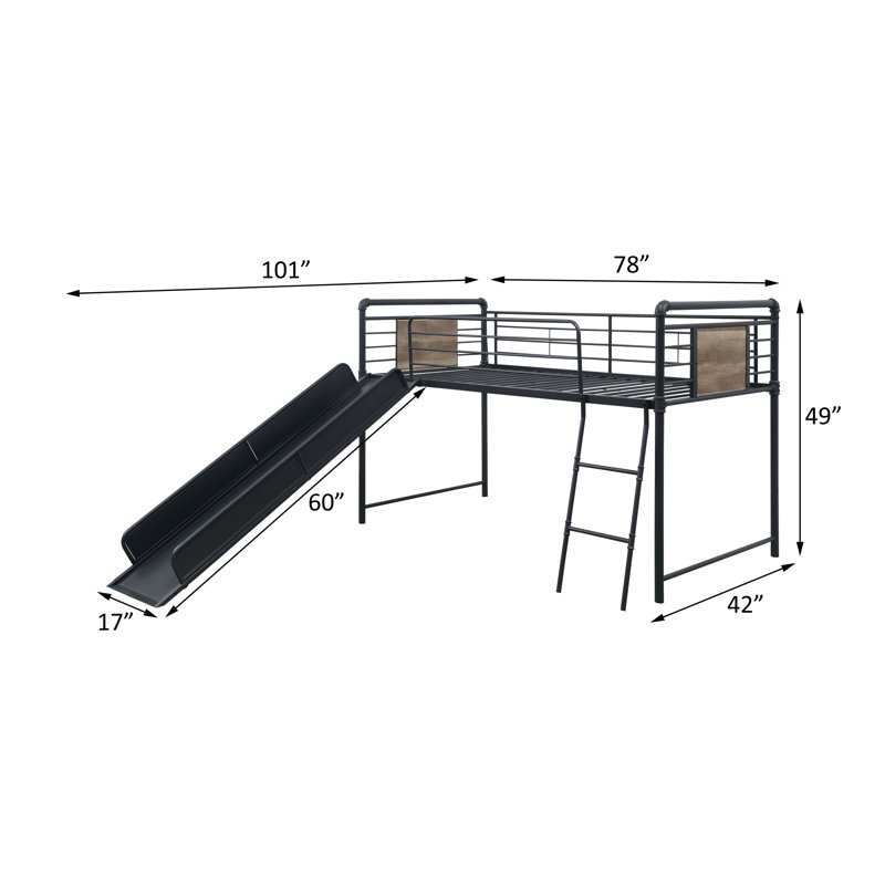 Lit mezzanine simple avec glissade Tisbury