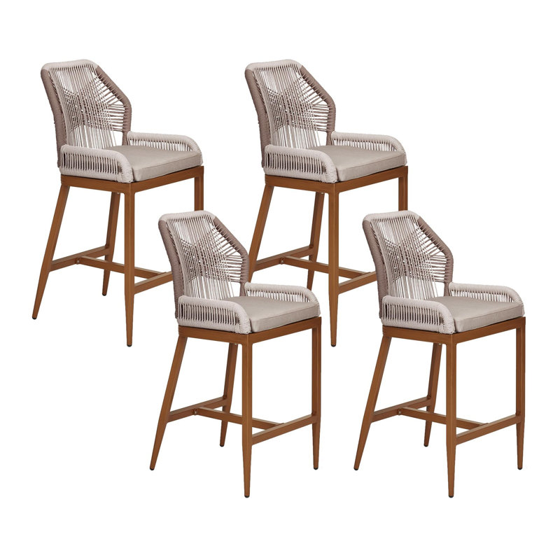 Ensemble de 2 tabourets de bar d'extérieur à hauteur de comptoir avec dossier, 4, Grain du bois