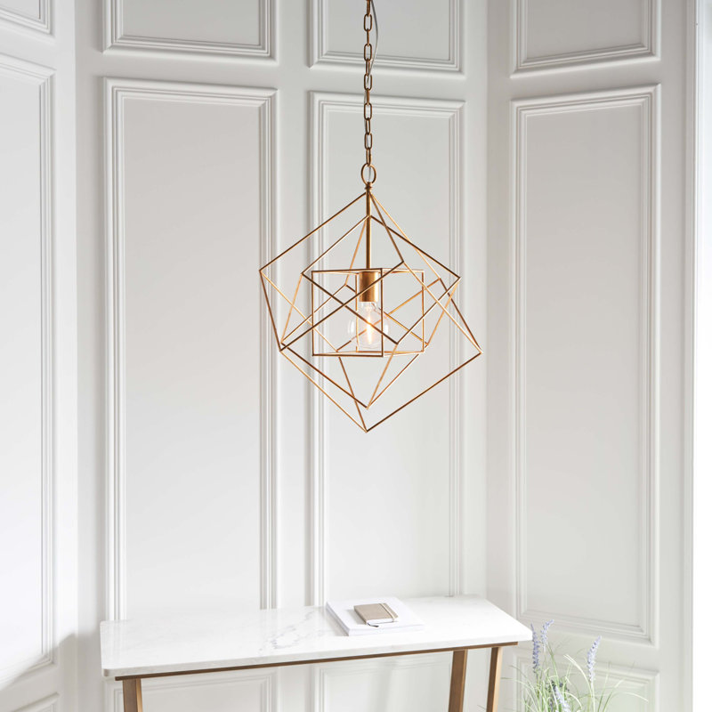 Curran 1 - Light Antique Gold Square/Rectangle Pendant, 59cm H x 50.4cm W