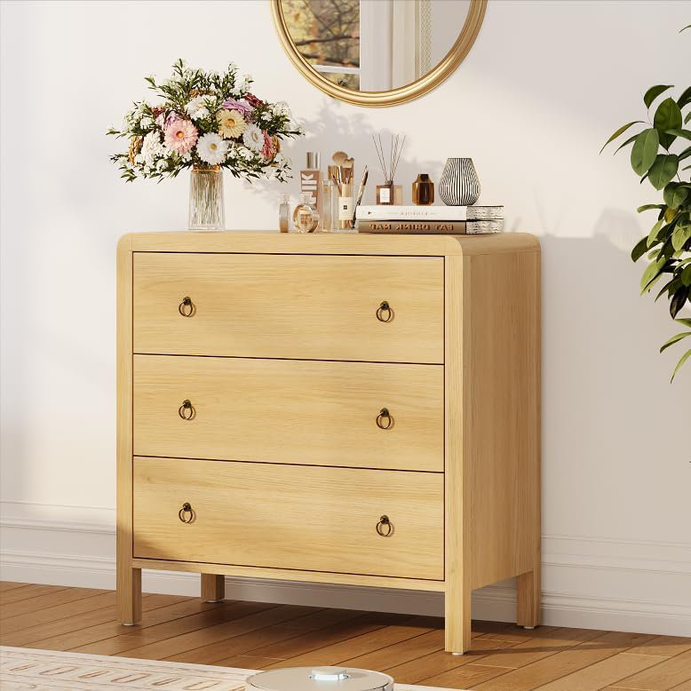 76.2 cm W Chest of 3 Drawers, Tan