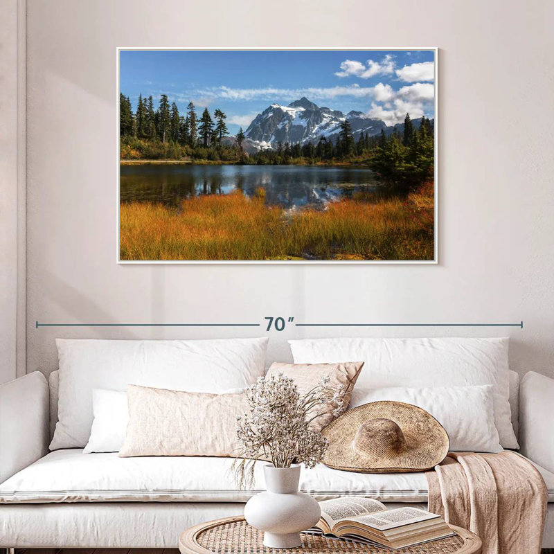Reflet du mont Shuksan, Cadre flottant blanc, 46 po x 31 po