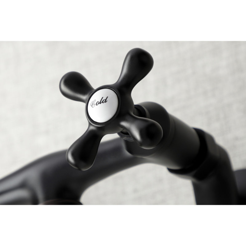 Kingston Brass Kingston Two-Handle 2-Hole Wall Mount Bathroom Faucet, Matte Black