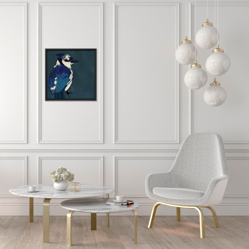 Nature Inspired Azure Aviary, 24" H x 24" W, Black, Floated Framed Canvas