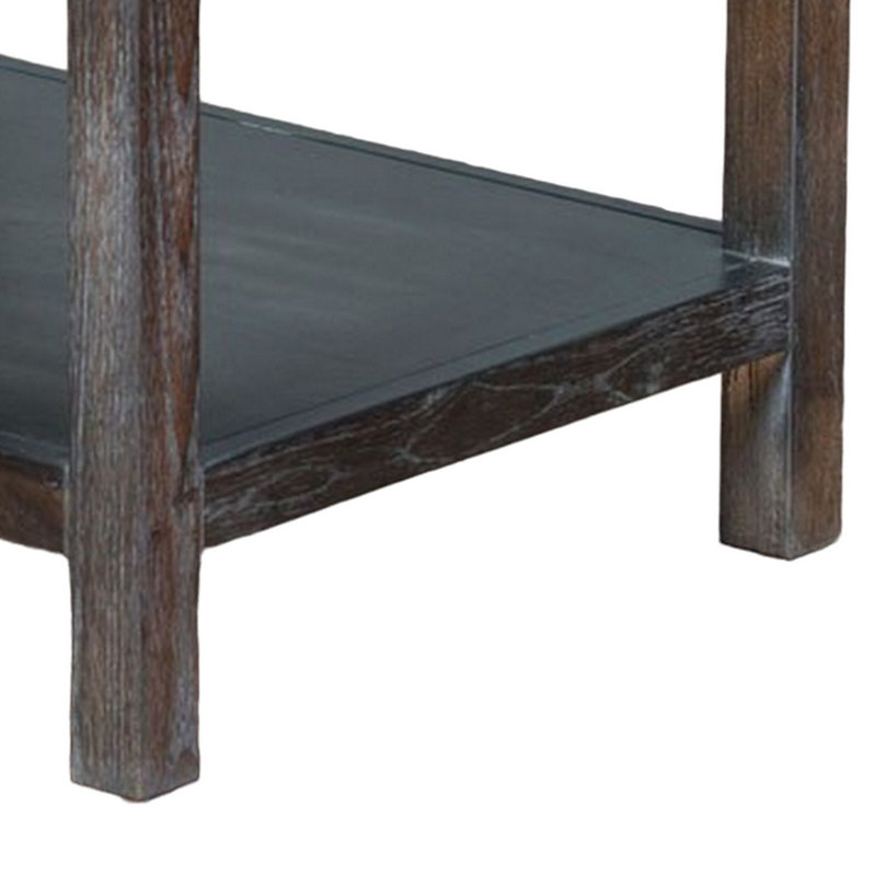 Table d'appoint Nikay, 2 tiroirs, bois, 26 po, H 24 po x l 22 po x P 26 po, Marron foncé