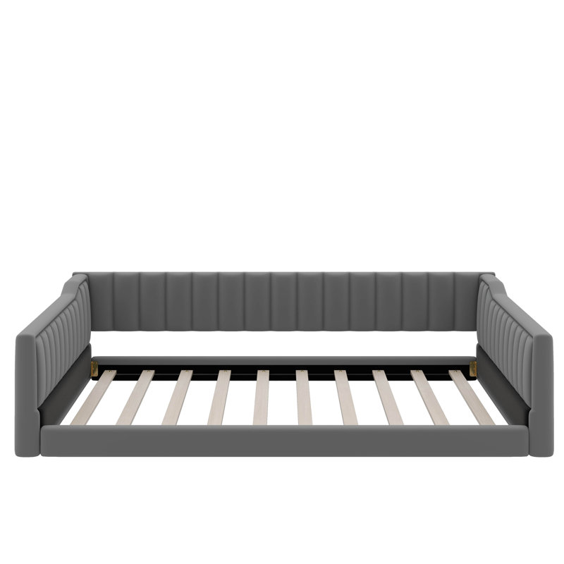 Upholstery Daybed And Side Storage Pocket, Full XL, Gray