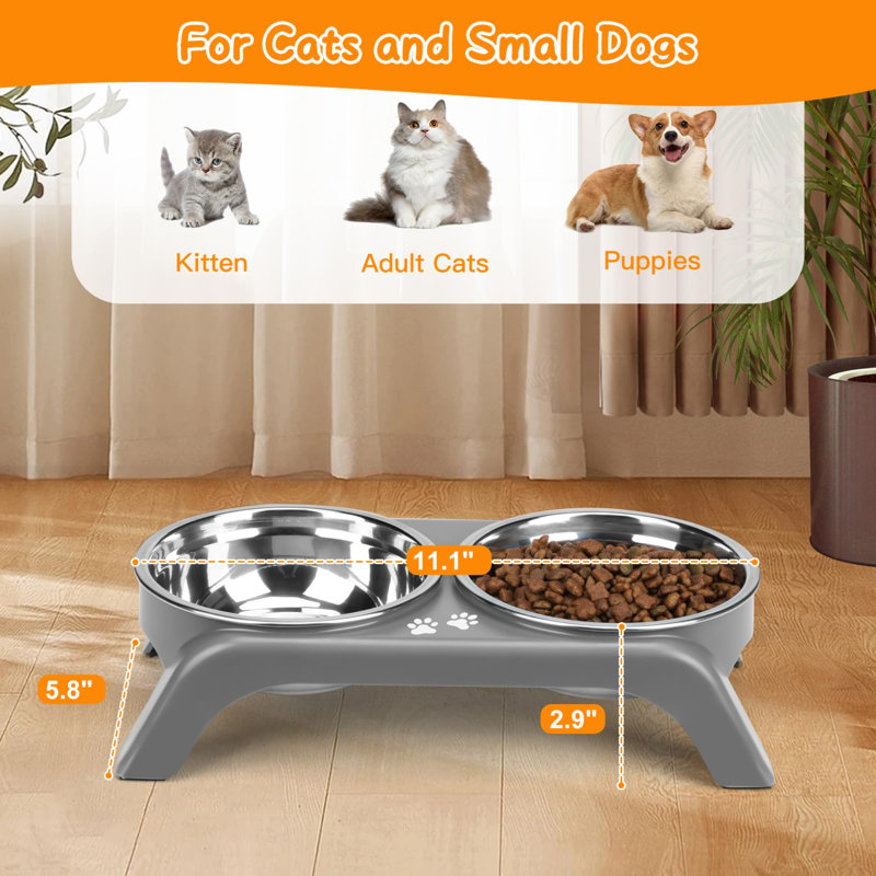 Bols pour chat Elevated, Gris