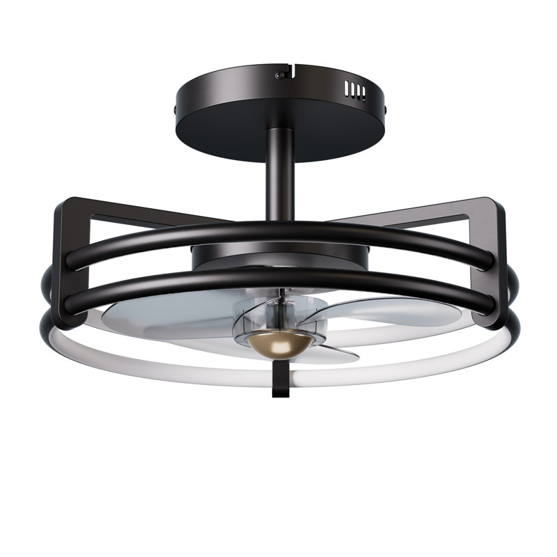 Ventilateur de plafond 16 po avec lumière et ventilateur, noir