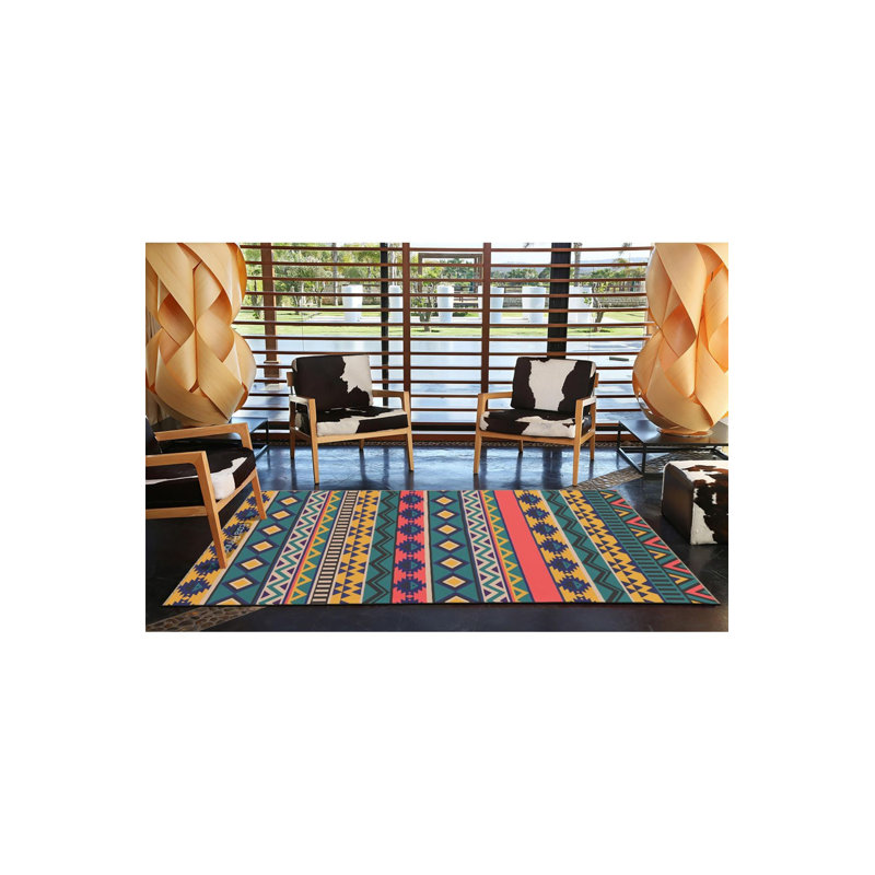 Multi Color Mixed Geometric Shape Pattern Modern Decorative Machine Washable Area Rug