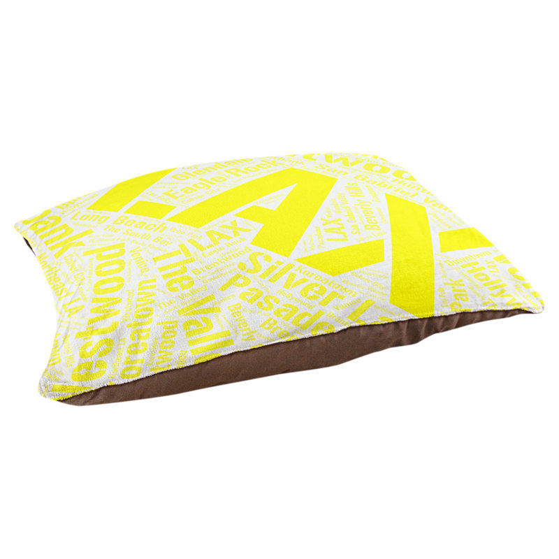 Coussin de chien « districts », Moyen (H 9,5 po x l 28 po x P 18 po), Jaune, Los Angeles
