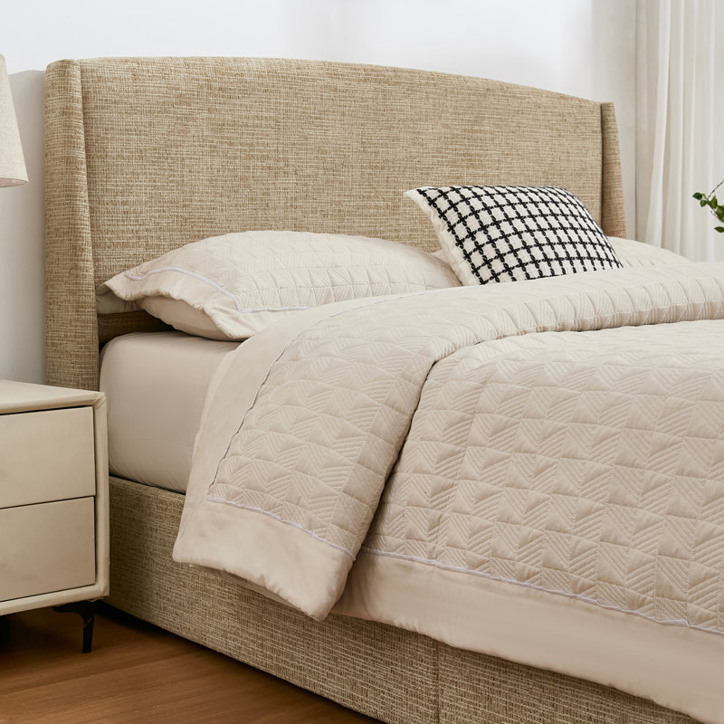 Braya Upholstered Platform Storage Bed With 4 Drawers,Light Brown,Full, Light Brown, Full