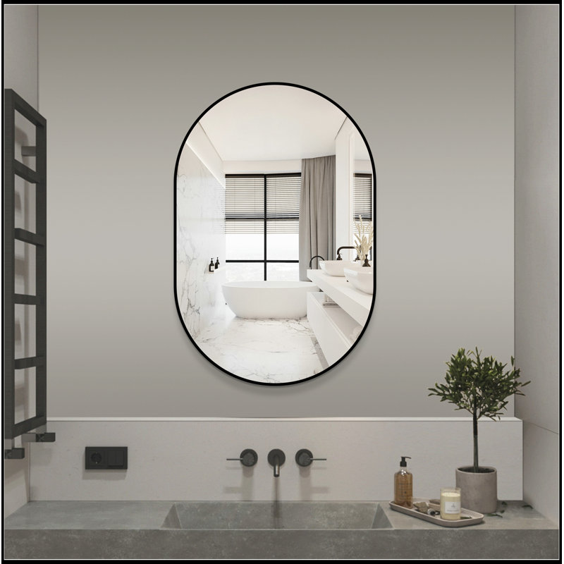 Parrett ovale avec cadre en aluminium, 36" H x 24" W