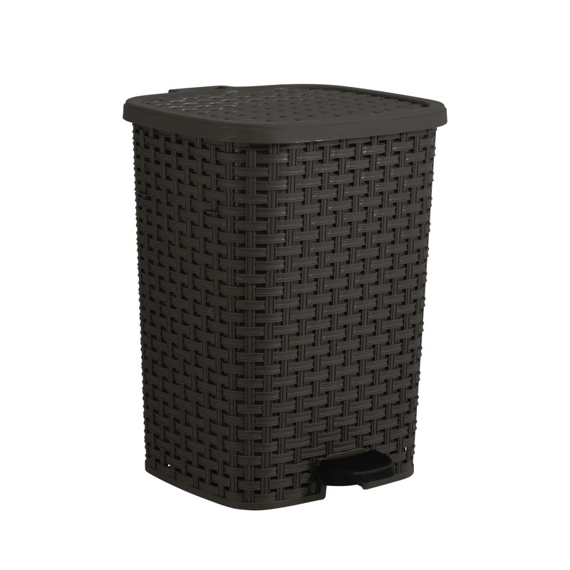 Wicker Style Step On Trash Can, 3.2, Brown